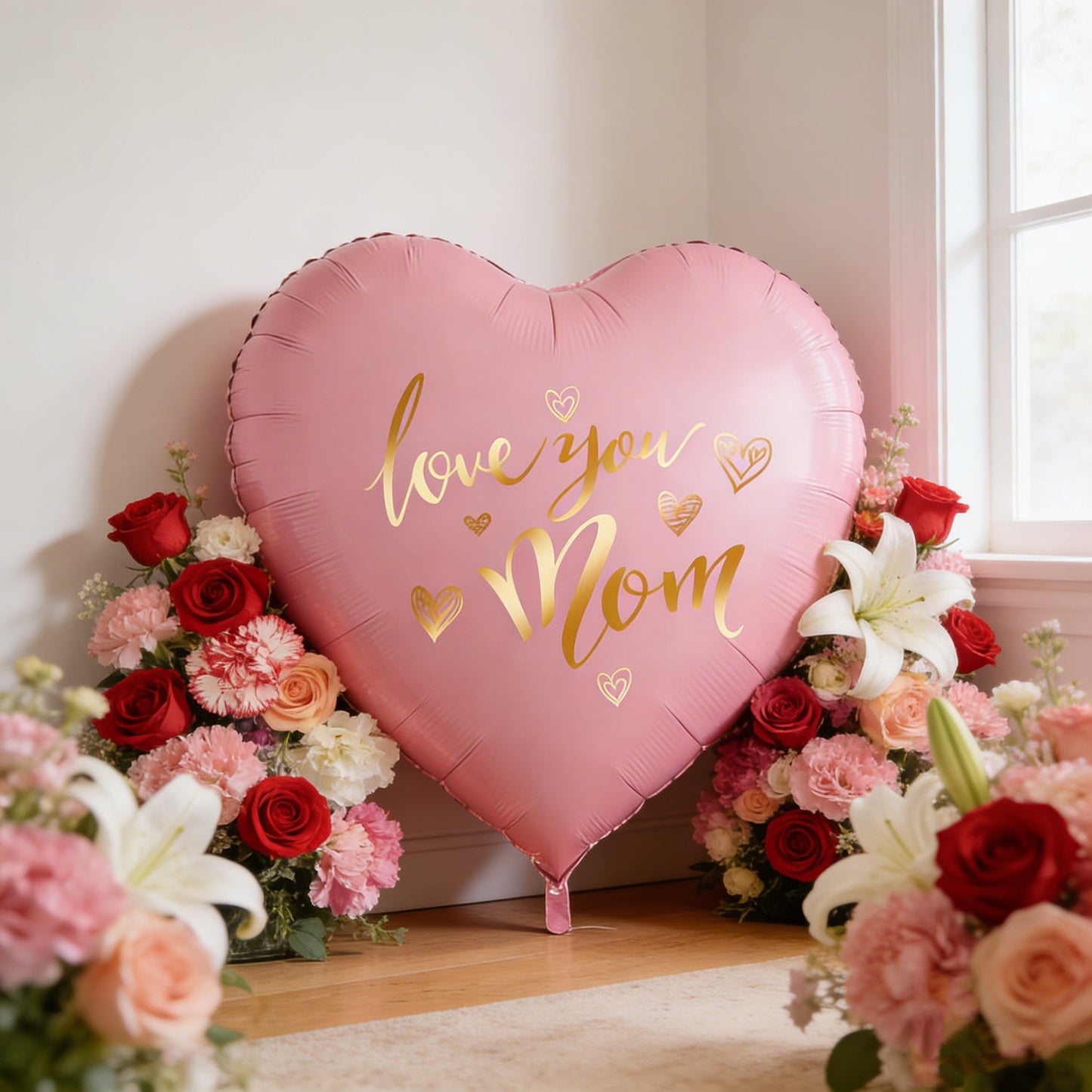 Ballon cœur avec inscription dorée pour femmes – Cadeau parfait pour la fête des mères ou un anniversaire, décoratif et élégant