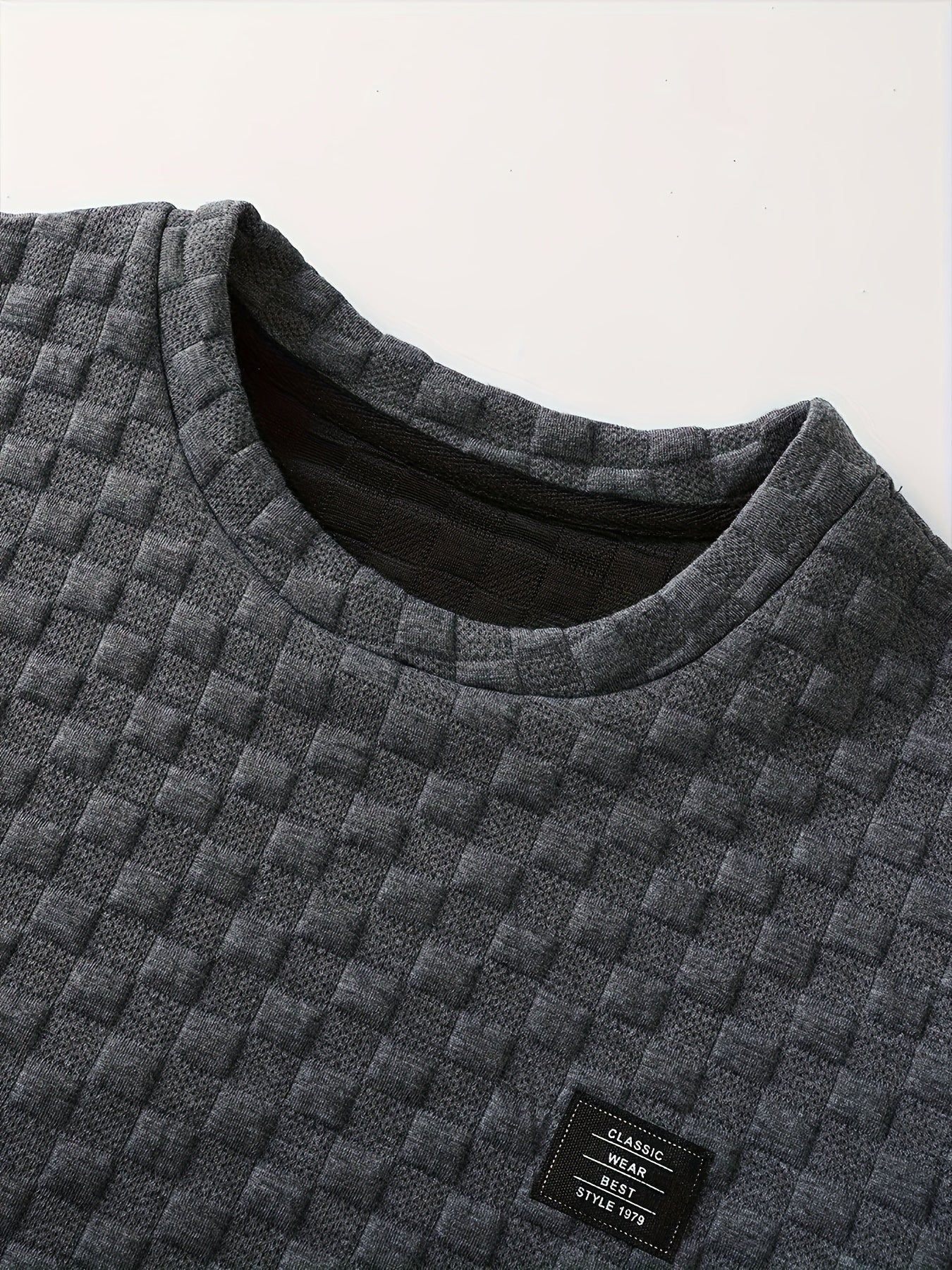 Męski nowoczesny T-shirt z fakturą waflową i krótkim rękawem na co dzień i czas wolny