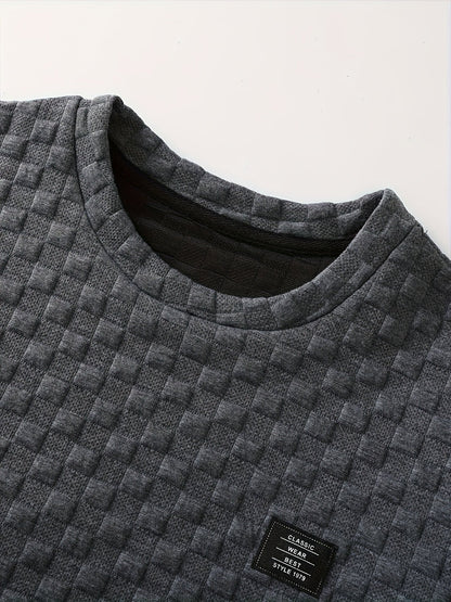 Męski nowoczesny T-shirt z fakturą waflową i krótkim rękawem na co dzień i czas wolny