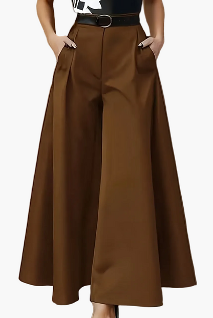 Pantalones Palazzo de pierna ancha para mujer para oficina y ocasiones elegantes – Pantalones de talle alto con estilo y carácter