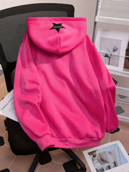 Hoodie mit Reißverschluss, Kapuze und Stern-Applikation, Rosa