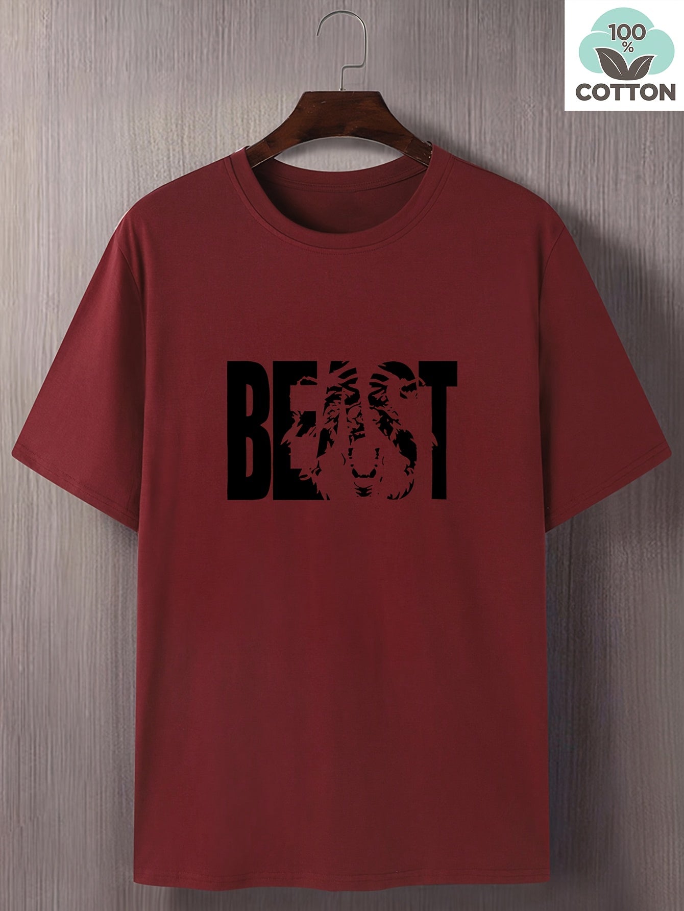 Herren T-Shirt im Urban Style mit „BEAST“-Print – Oversize, Streetwear, Motivdruck