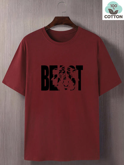 Herren T-Shirt im Urban Style mit „BEAST“-Print – Oversize, Streetwear, Motivdruck