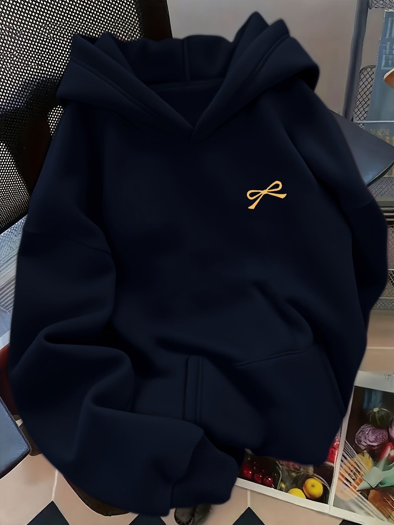 Sudadera con capucha extragrande para mujer, con bordado de lazo