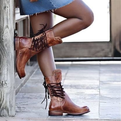 Damen Vintage Schnürstiefeletten – Modische Boots für Alltag & Freizeit