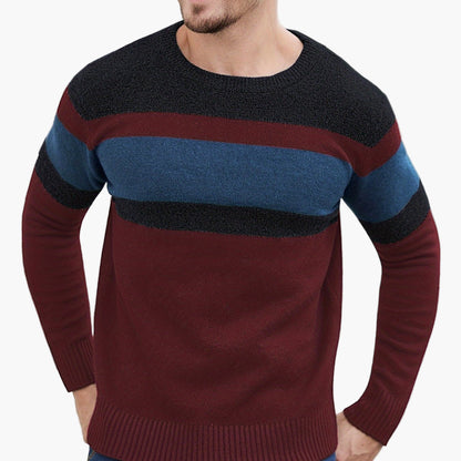 Jersey de punto para hombre con patrón de rayas – Jersey casual a la moda para otoño e invierno