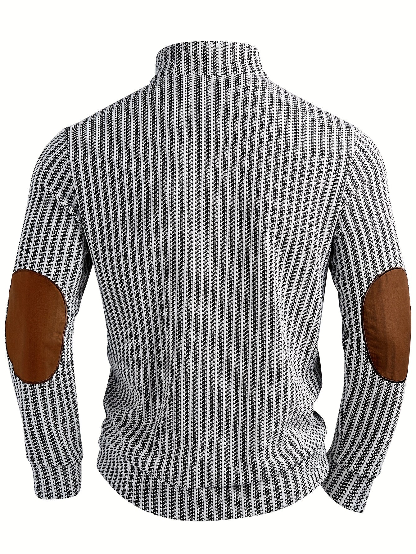 Herren Strickpullover Mock-Neck mit Knopfleiste Ellbogen-Patches Gerippt