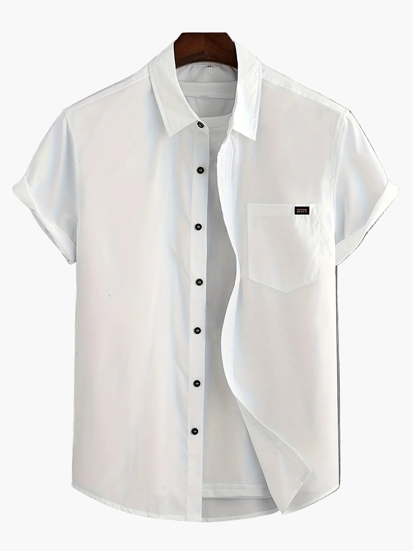 Chemise décontractée homme à manches courtes avec patte de boutonnage – Chemise d'été moderne pour le quotidien et le bureau