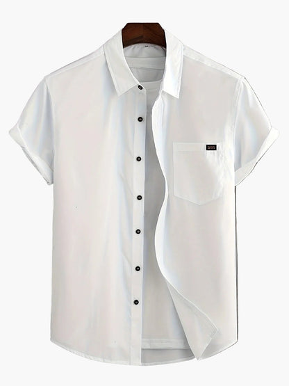 Chemise décontractée homme à manches courtes avec patte de boutonnage – Chemise d'été moderne pour le quotidien et le bureau