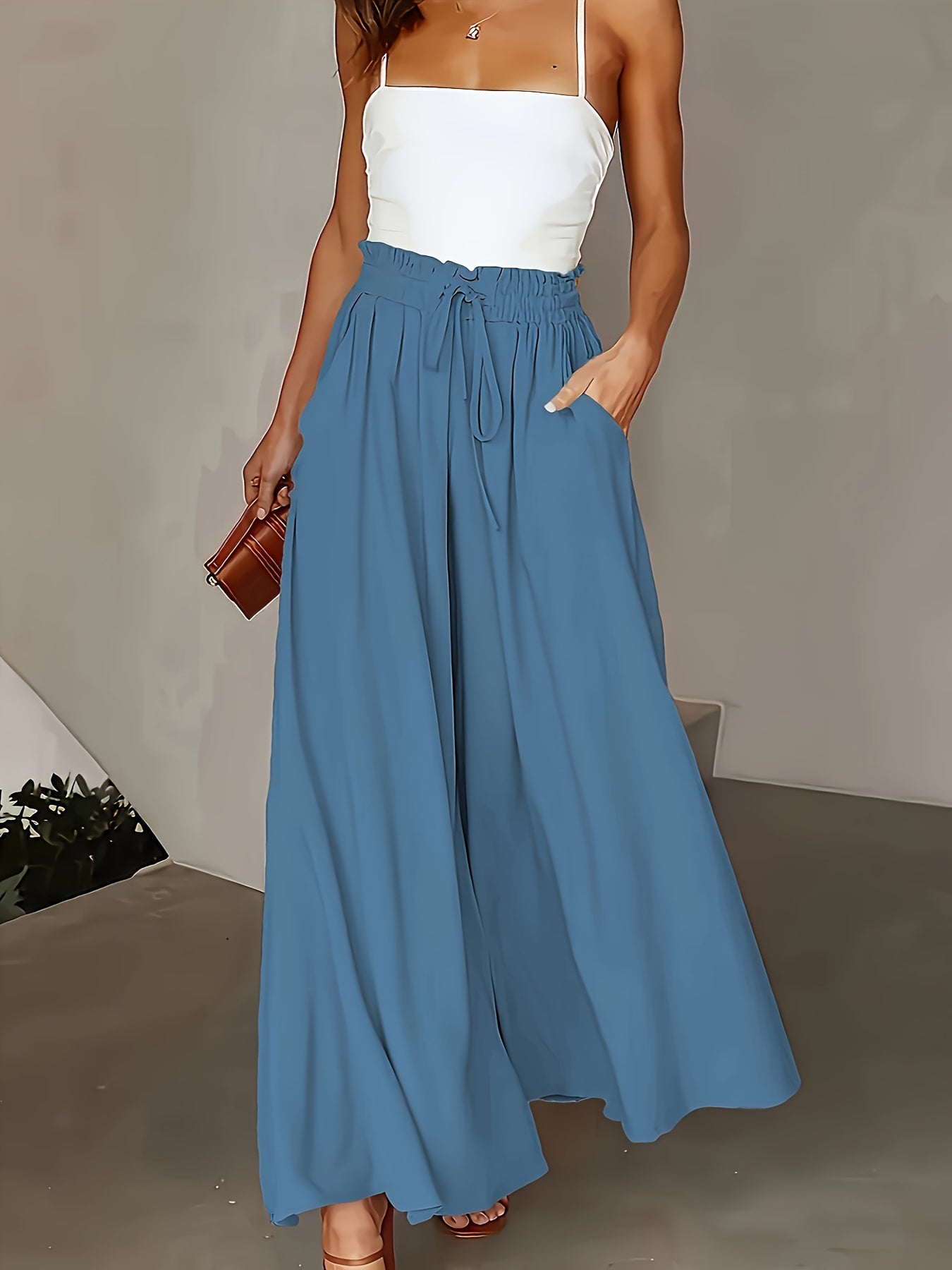 Dames maxirok met hoge taille en wijde pijpen – Elegante vrijetijdsstijl voor lente en zomer
