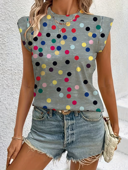 Top sin mangas de lunares para mujer en estilo casual moderno