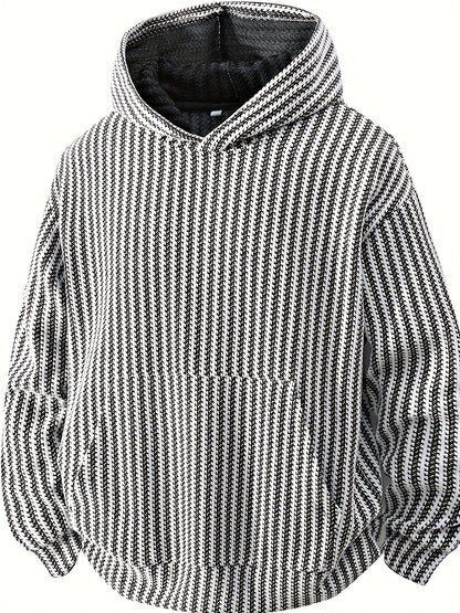 Sudadera con capucha y bolsillo canguro – Diseño acanalado, corte holgado