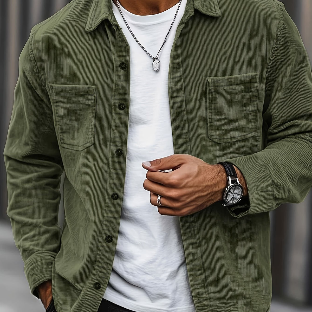 Bryce | Overshirt met lange mouwen, zakken en knopen voor heren