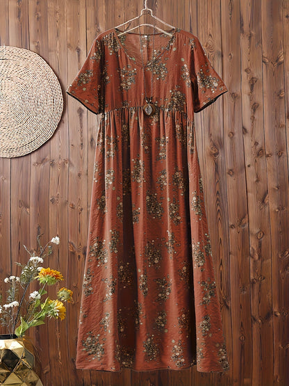Damska sukienka maxi w stylu boho z kwiatowym wzorem i dekoltem w serek – sukienka na co dzień i na wakacje