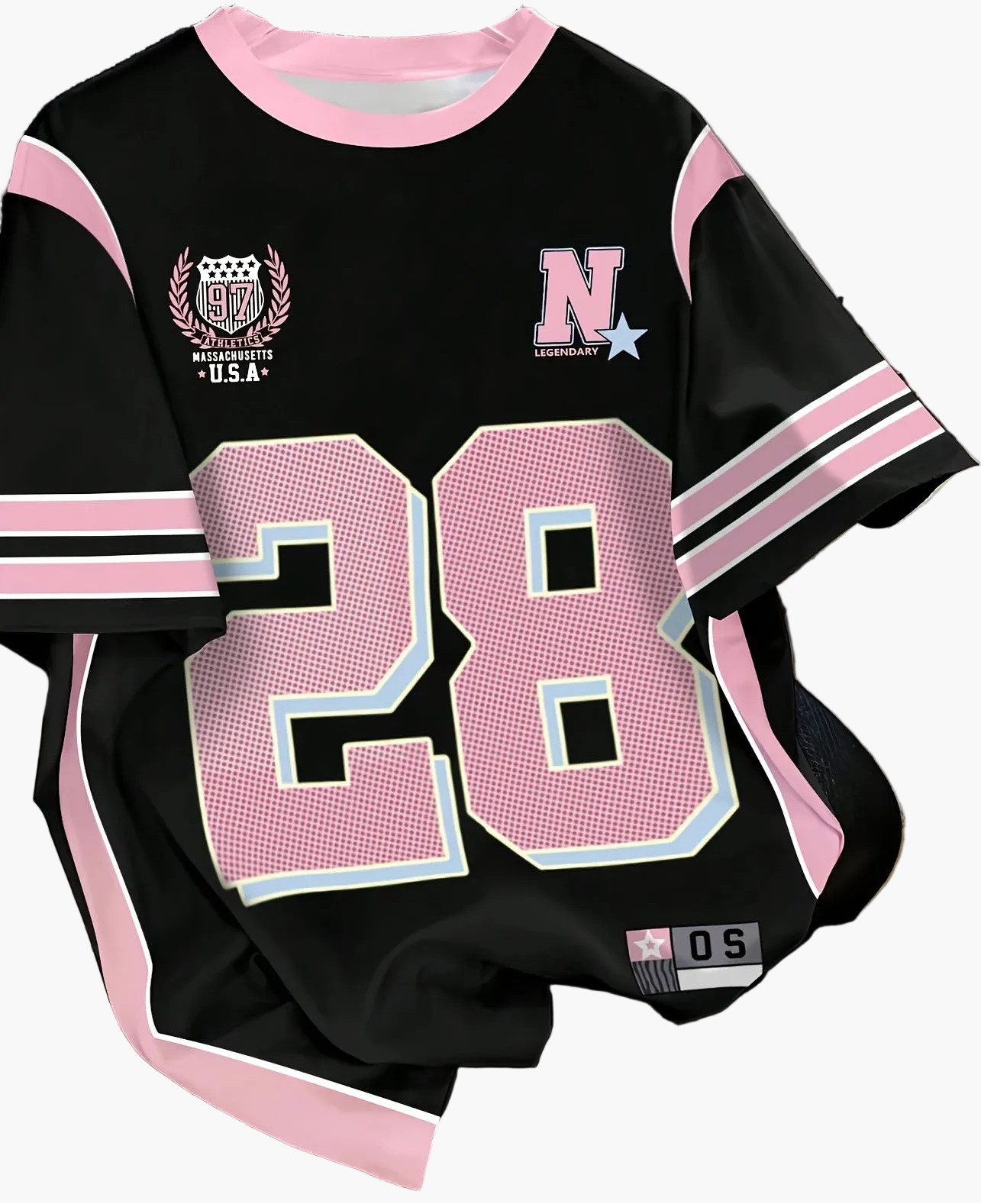 Dame Preppy Stil Sport Jersey T-shirt med nummer 28 og college-tryk – sommer fritidstøj