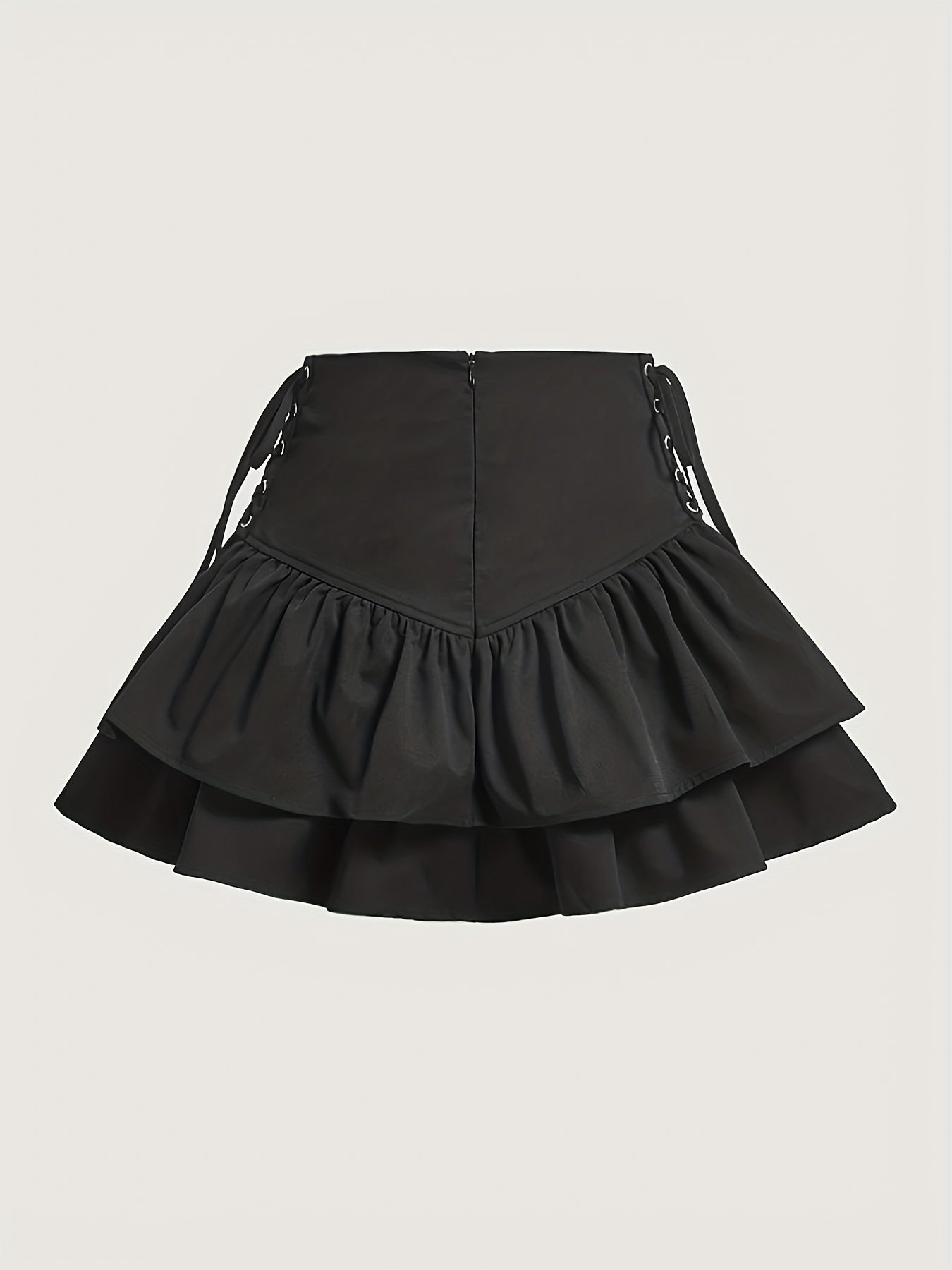 Gonna corta gotica da donna con volant e allacciatura – elegante gonna da festa a balze
