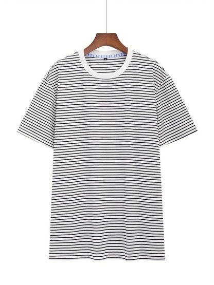 Męski T-shirt z klasycznymi paskami – krótki rękaw, nowoczesny i wszechstronny