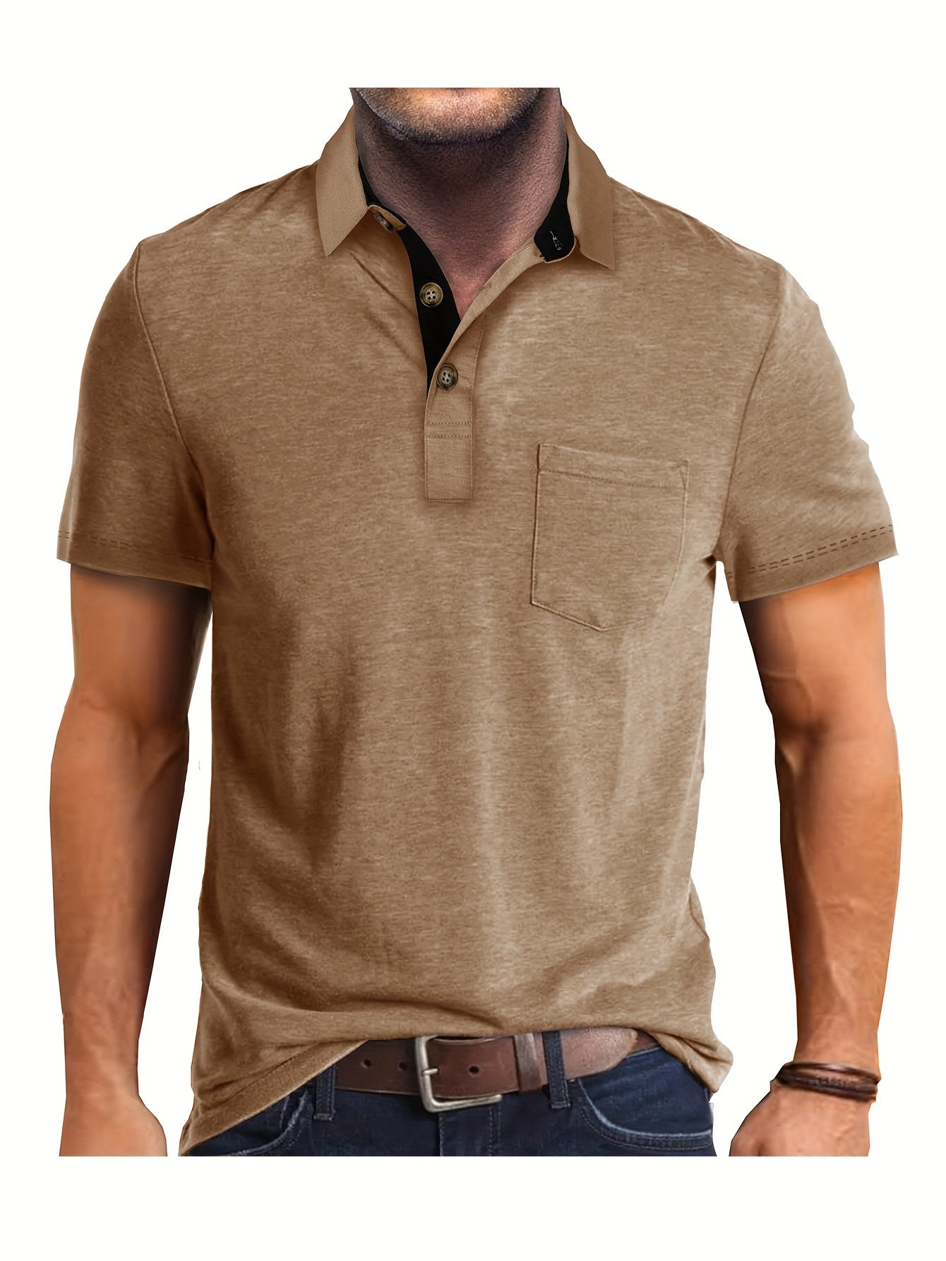 Polo uomo manica corta con taschino – Camicia casual moderna per tutti i giorni e il tempo libero