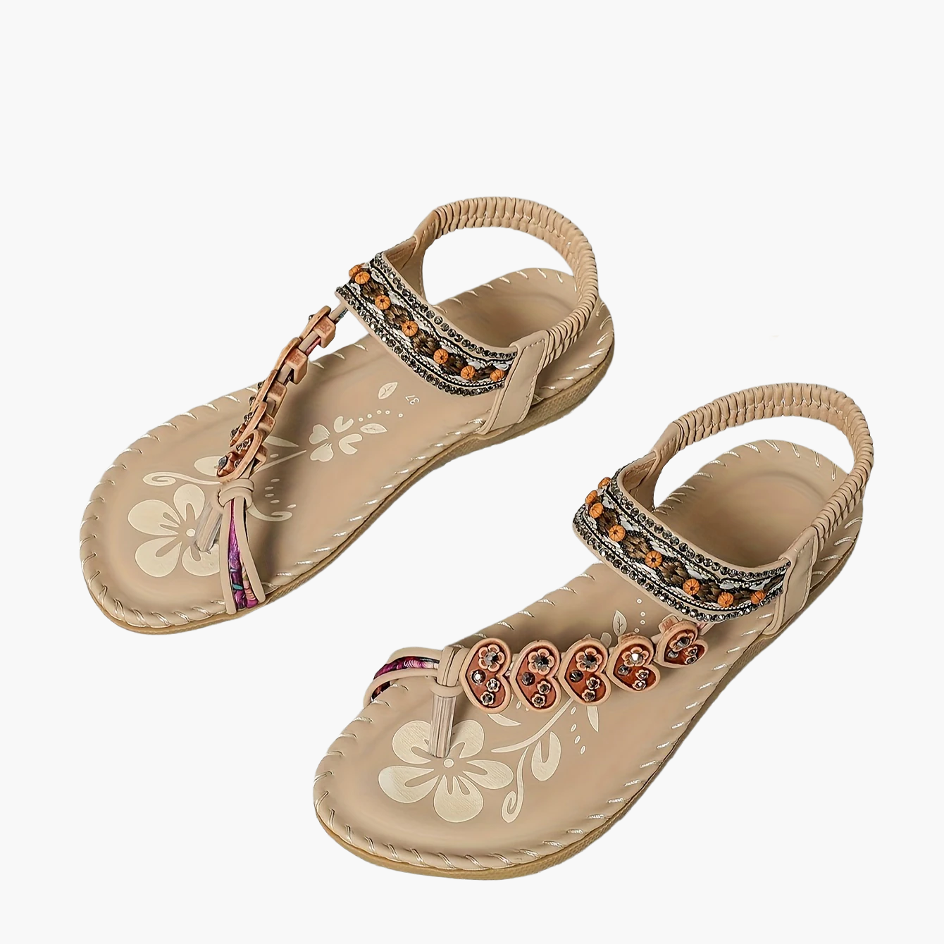 Dames teenslippers in boho-stijl met pareldecoratie voor zomer en vrije tijd