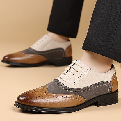 Herren Business Freizeitschuhe Klassische Brogue-Schnürschuhe für Alltag und Büro