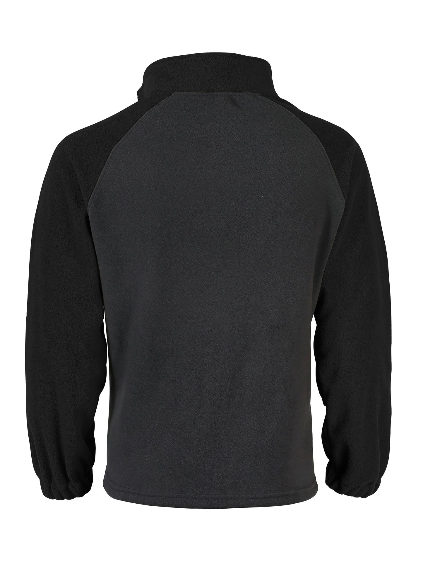 Pullover in pile da uomo, maniche raglan, chiusura a un quarto con zip, grigio scuro e marrone