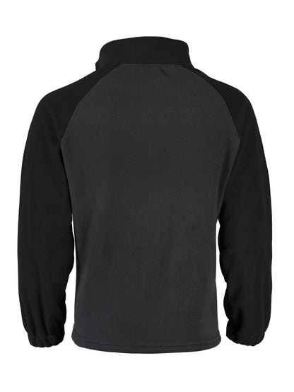 Pullover in pile da uomo, maniche raglan, chiusura a un quarto con zip, grigio scuro e marrone