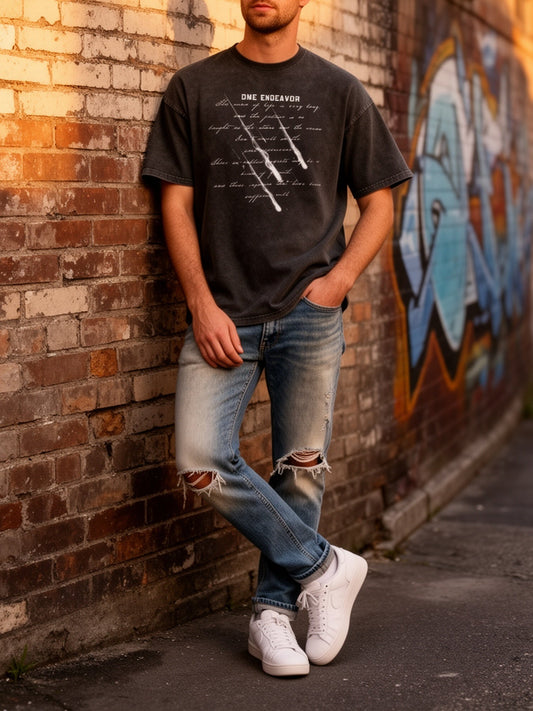 T-shirt oversize da uomo stile streetwear con stampa – Moda casual per tutti i giorni e il tempo libero