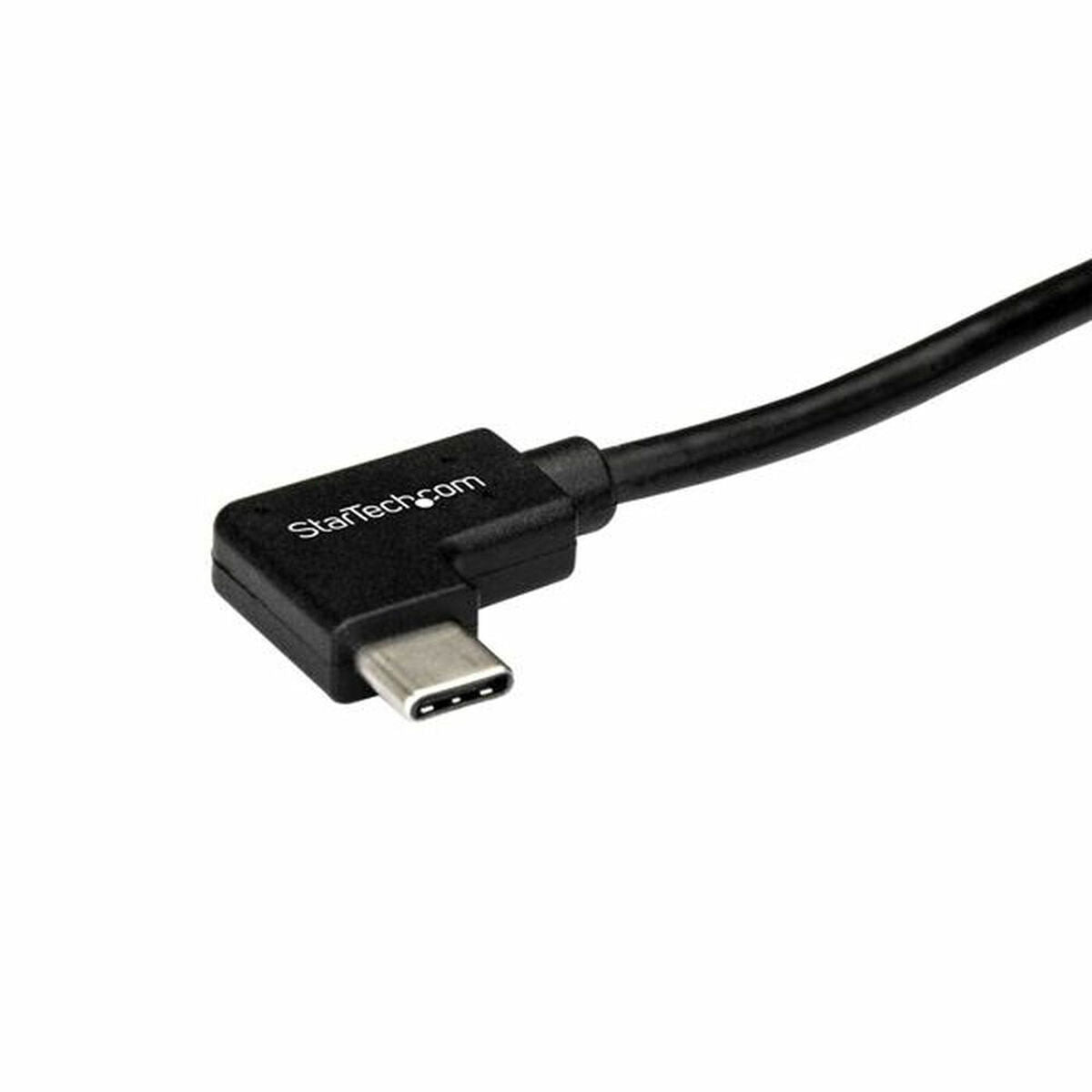 USB-C kabel 1 meter, haakse connector, zwart PVC