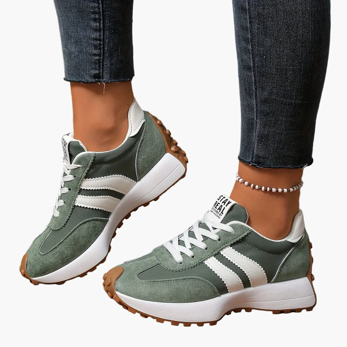 Sneaker donna retrò per tutti i giorni e tempo libero – Stile sportivo con strisce