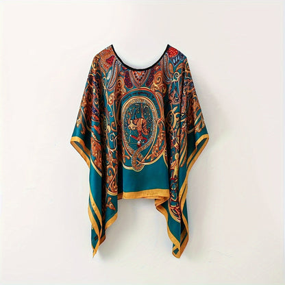 Blusa poncho bohemia para mujer – elegante capa para playa y uso diario