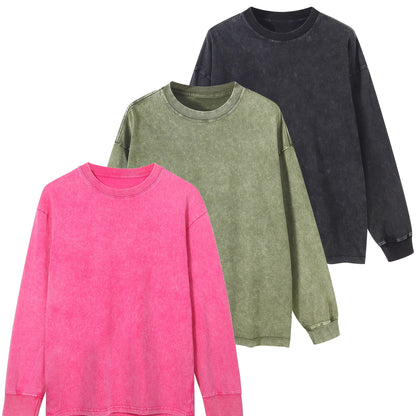 Sweatshirt Acid Washed Rundhalsausschnitt Langarm