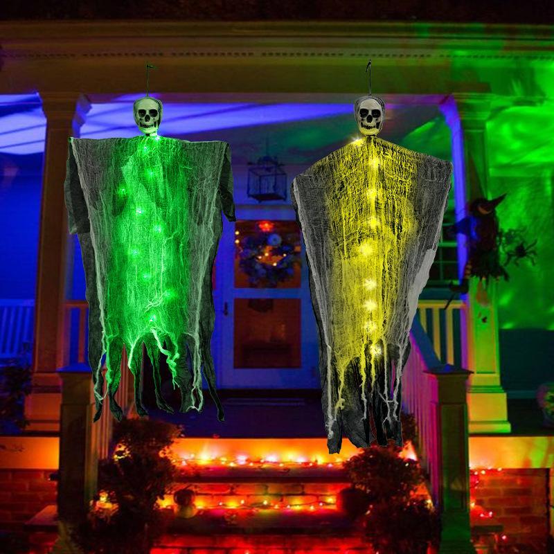 Fantasma appeso di Halloween con luci LED – Decorazione spaventosa per feste di Halloween e esterni