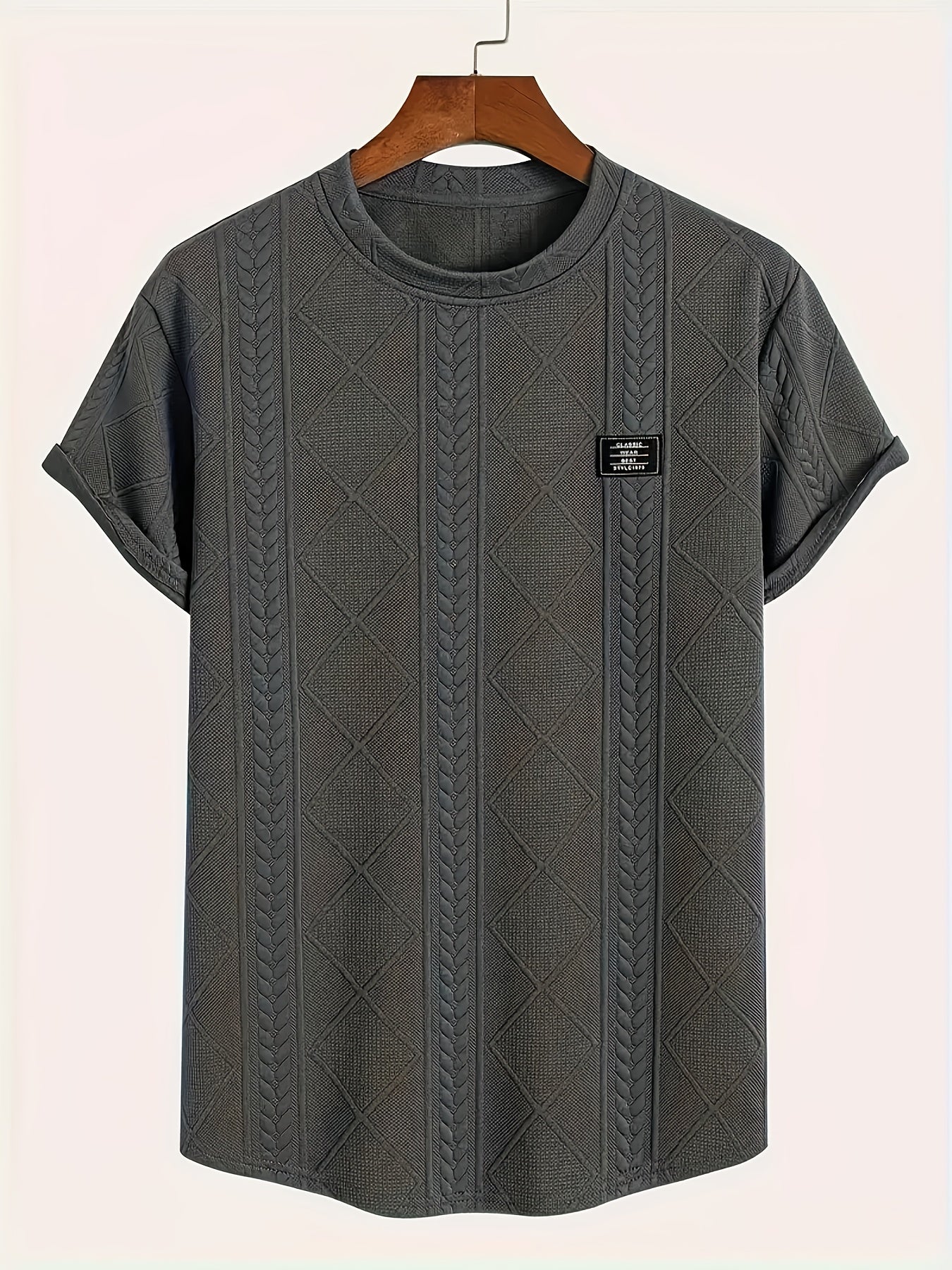 Herren T-Shirt im Strick-Look mit Rundhalsausschnitt, Casual Style, Sommer