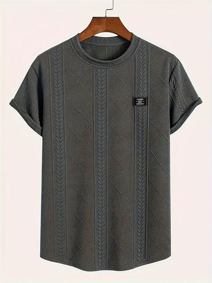 Herren T-Shirt im Strick-Look mit Rundhalsausschnitt, Casual Style, Sommer