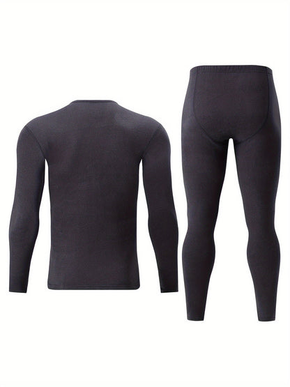 Thermo Unterwäsche Set Herren langärmliges Oberteil & lange Hose Schwarz