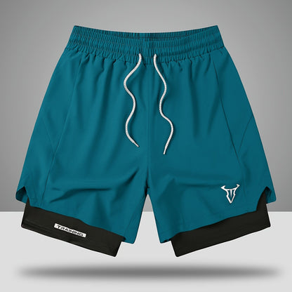 Pantaloncini da allenamento uomo fitness sport taglio regolare con coulisse e tasche laterali