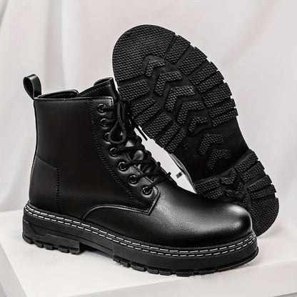 Schwarze Schnürstiefel Herren Robuste Sohle Weiße Naht