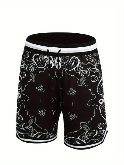 Herren Streetwear Basketball-Shorts mit Paisley-Print und sportlichem Design