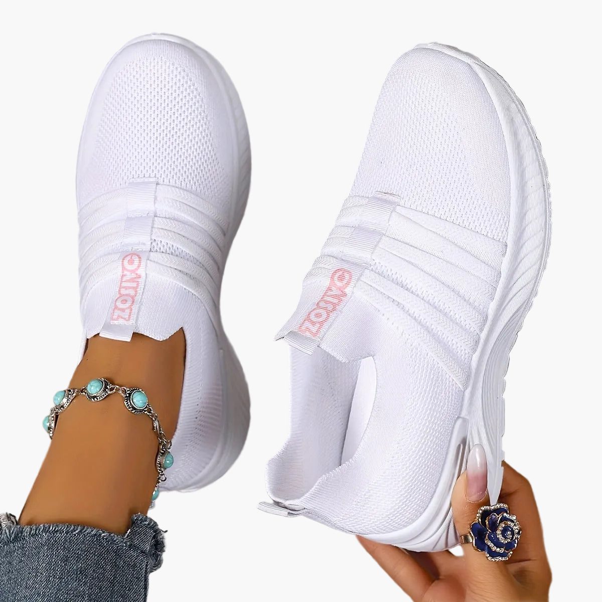 Sneaker Slip-On da donna con motivo a righe – Scarpe casual comode per tutti i giorni e viaggi