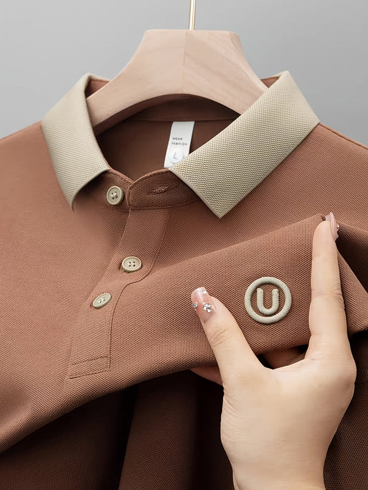 Heren poloshirt met contrastkraag en geborduurd logo – stijlvol en casual voor dagelijks gebruik en vrije tijd
