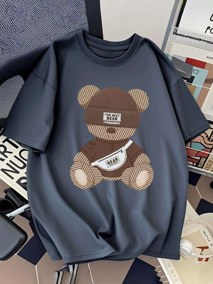 Camiseta urbana para hombre con estampado de oso y diseño urbano – Camiseta moderna para tiempo libre