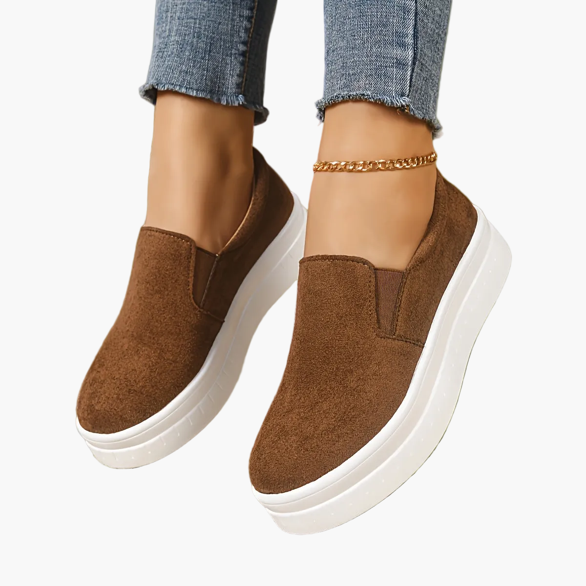 Sneaker Slip-On Donna con Plateau – Elegante Stile Penny-Loafer per Primavera e Quotidiano
