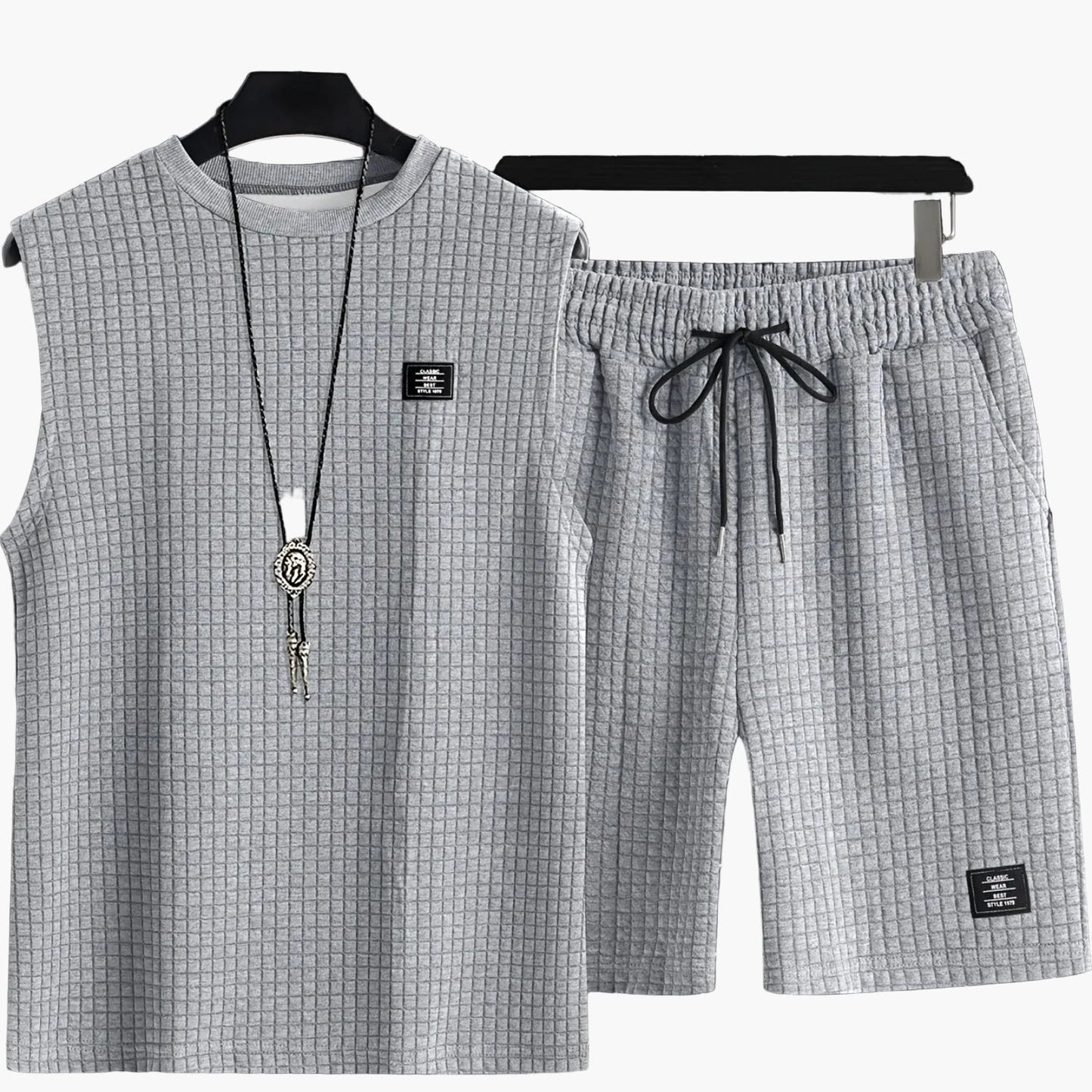 Męski zestaw casual bezrękawnik i szorty swobodny letni look