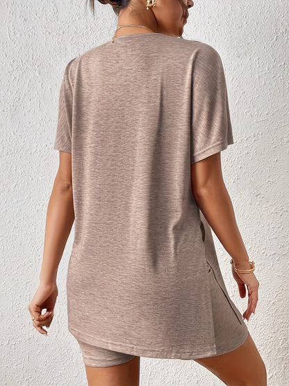 Damen Lounge Set Kurzarmshirt und Shorts – Elegantes Freizeit Outfit für Zuhause & Alltag
