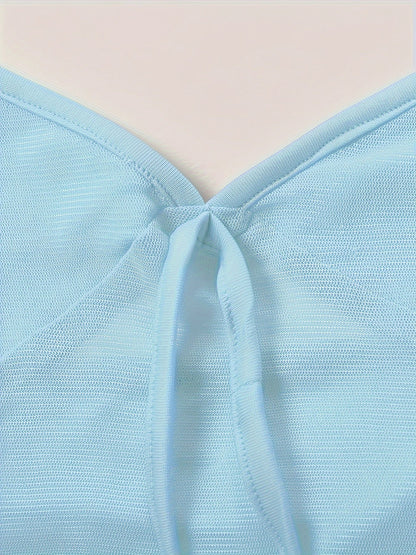 Top corto de mujer con tirantes finos y lazo frontal – Top de moda para fiestas y salidas