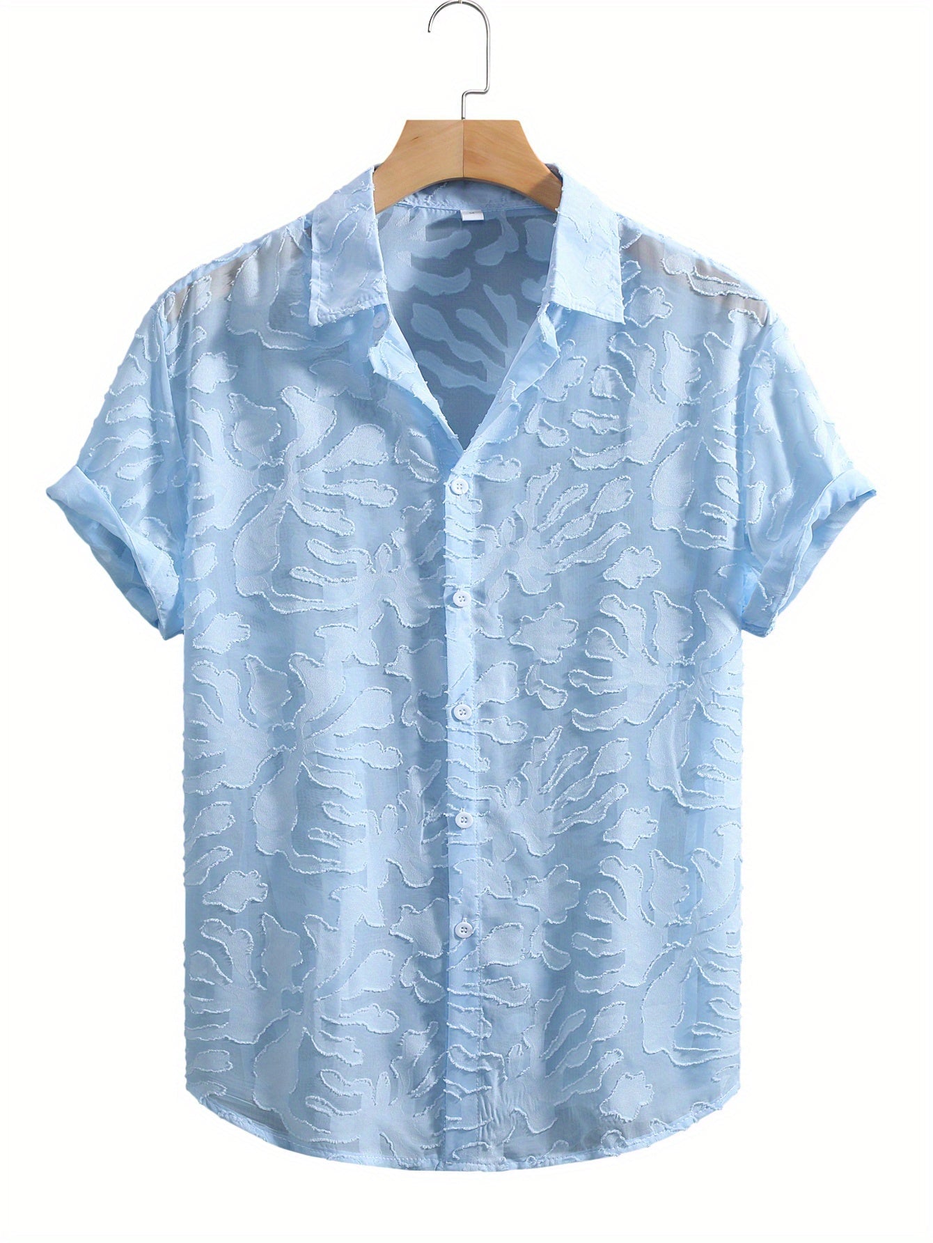 Camicia Resort da uomo a maniche corte con motivo strutturato – Elegante maglietta casual per estate e vacanze