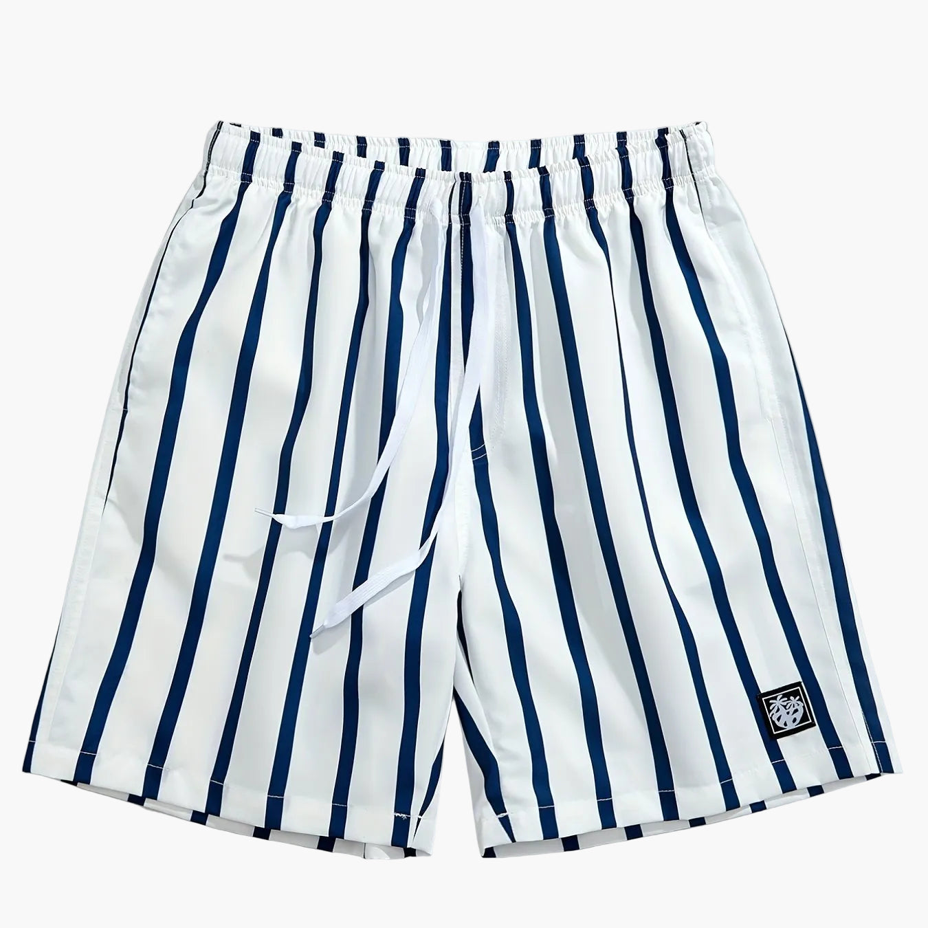 Pantalones casuales para hombre con estampado de rayas y cordón – Ideales para el día a día y la playa