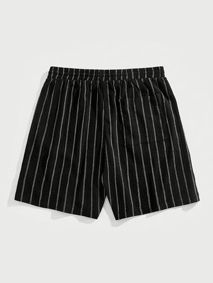 Shorts décontractés pour homme avec motif à rayures et cordon de serrage – Parfaits pour les loisirs et le sport