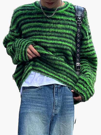 Herre streetwear oversized striktrøje med striber – afslappet efterårs-/vinterlook