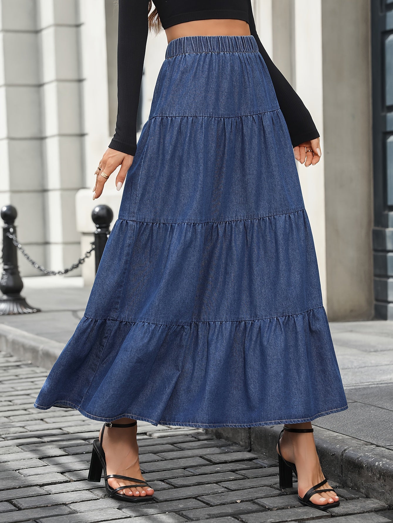 Damska spódnica maxi elegancka spódnica warstwowa moda casualowa